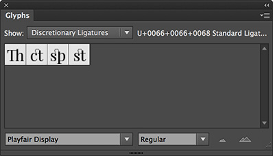 Illustrator glyphs - discretionary ligatures