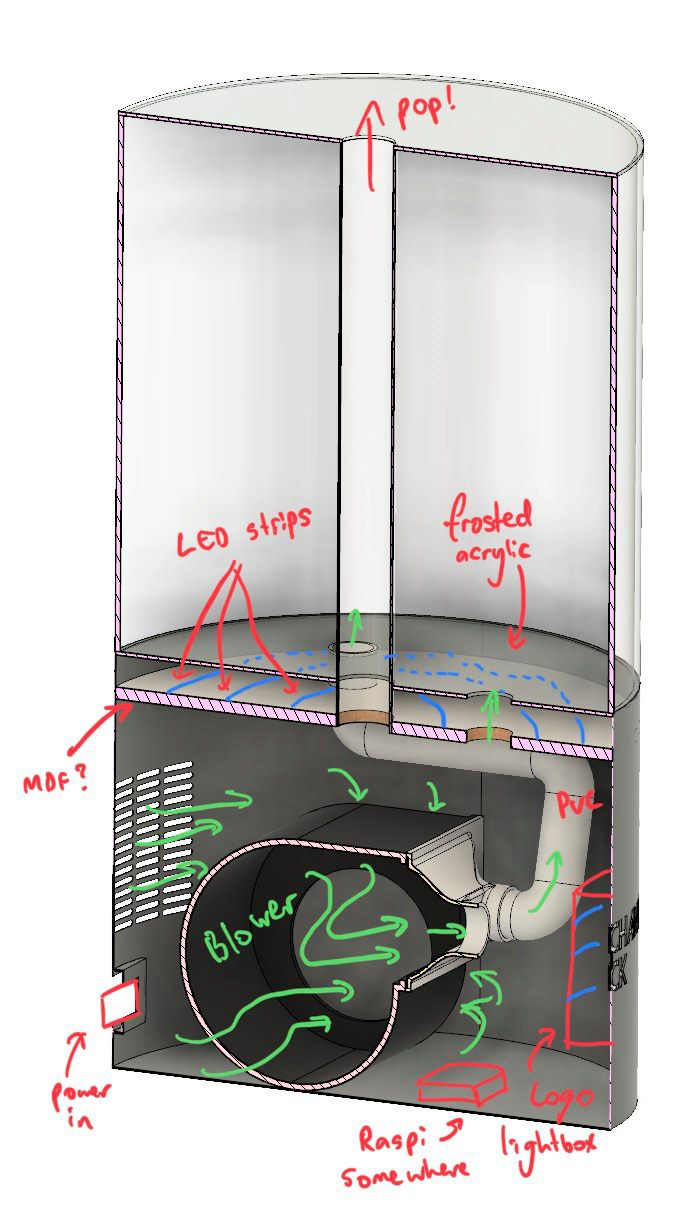 Annotated cross section of CAD model
